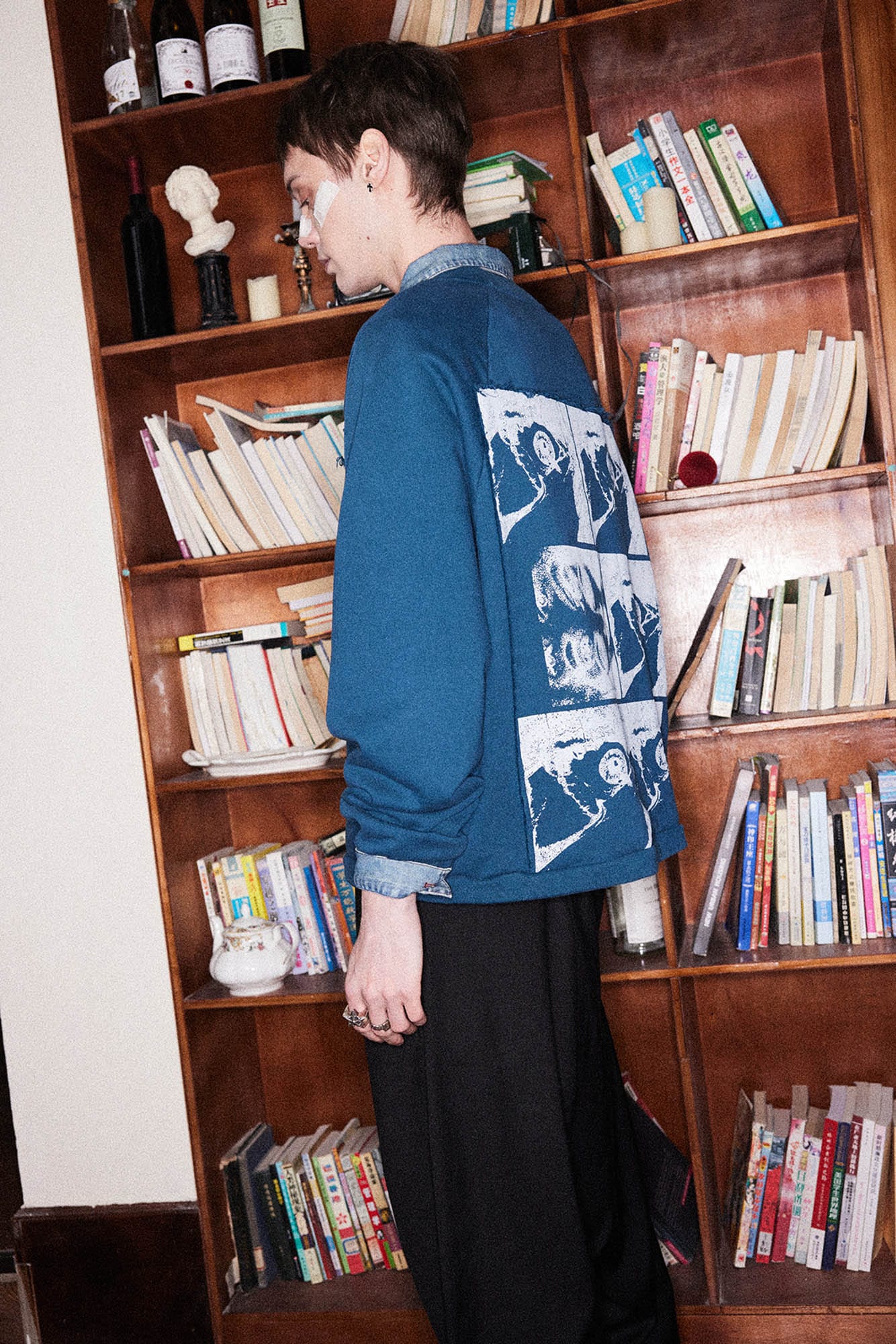 RICHILL Paneled Graphic Print Raglan Sweatshirt