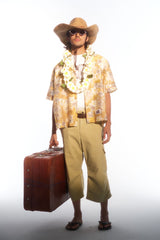 TRECLUB Floral Full-Print Cuban Half Shirt