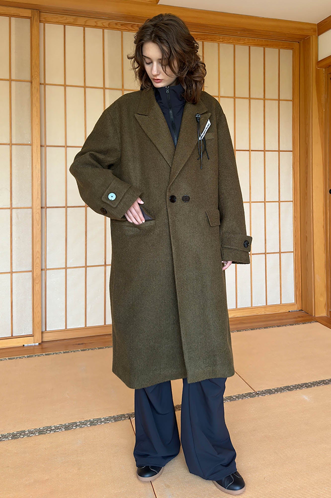 MIICHOUS Modern Oversized Double-Breasted Wool Coat
