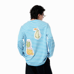 OIPWORD Snack Patchwork Striped Long-Sleeve Tee