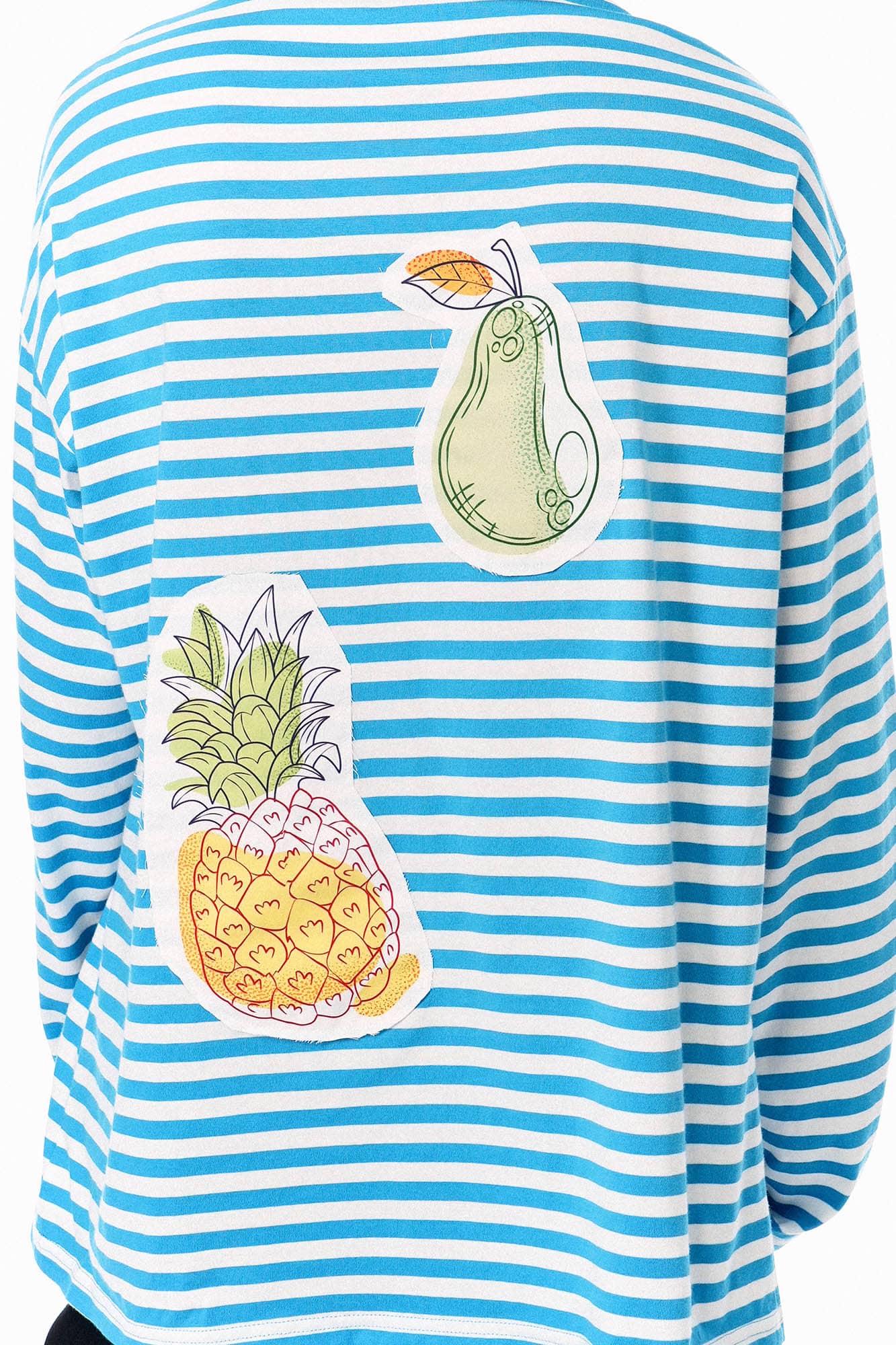 OIPWORD Snack Patchwork Striped Long-Sleeve Tee