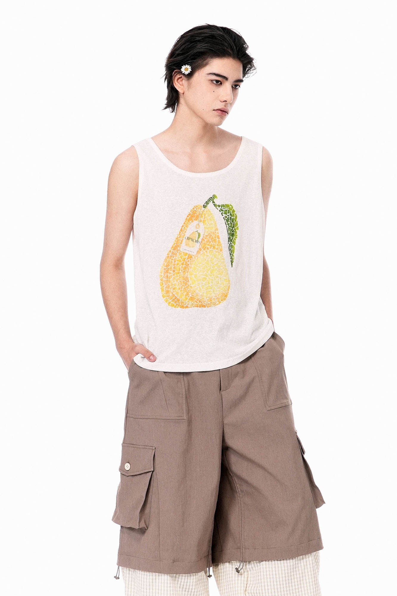 OIPWORD Mosaic Pear Graphic Tank Top