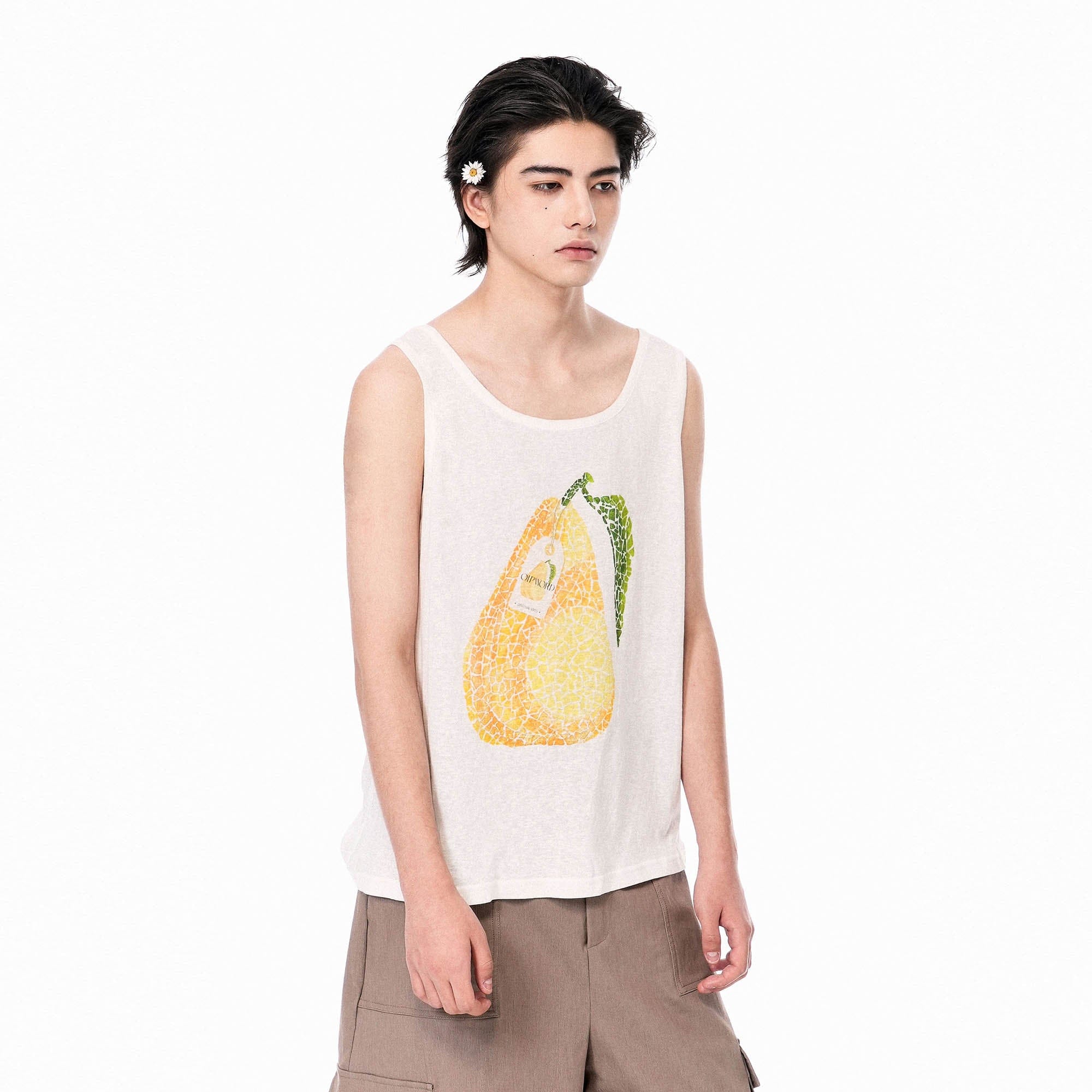 OIPWORD Mosaic Pear Graphic Tank Top