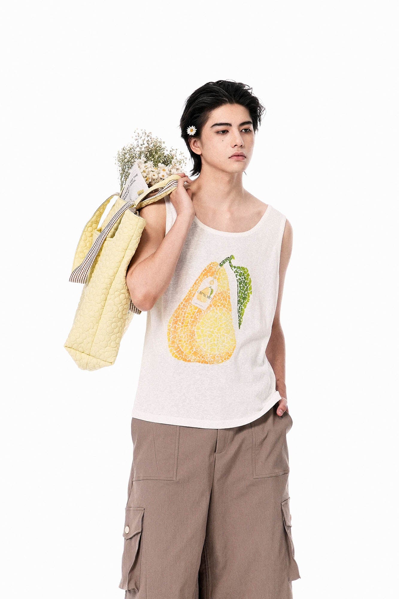 OIPWORD Mosaic Pear Graphic Tank Top