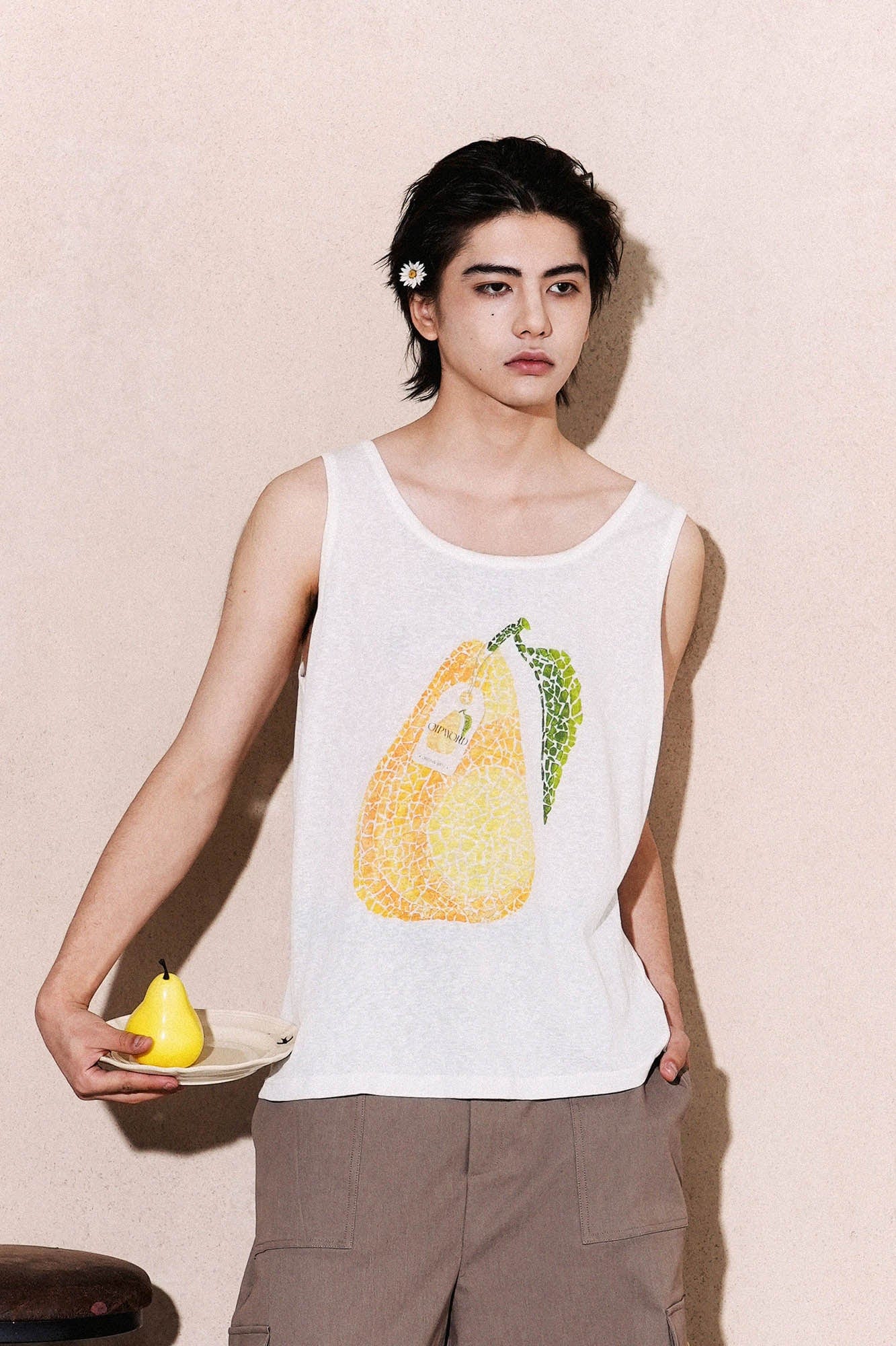 OIPWORD Mosaic Pear Graphic Tank Top