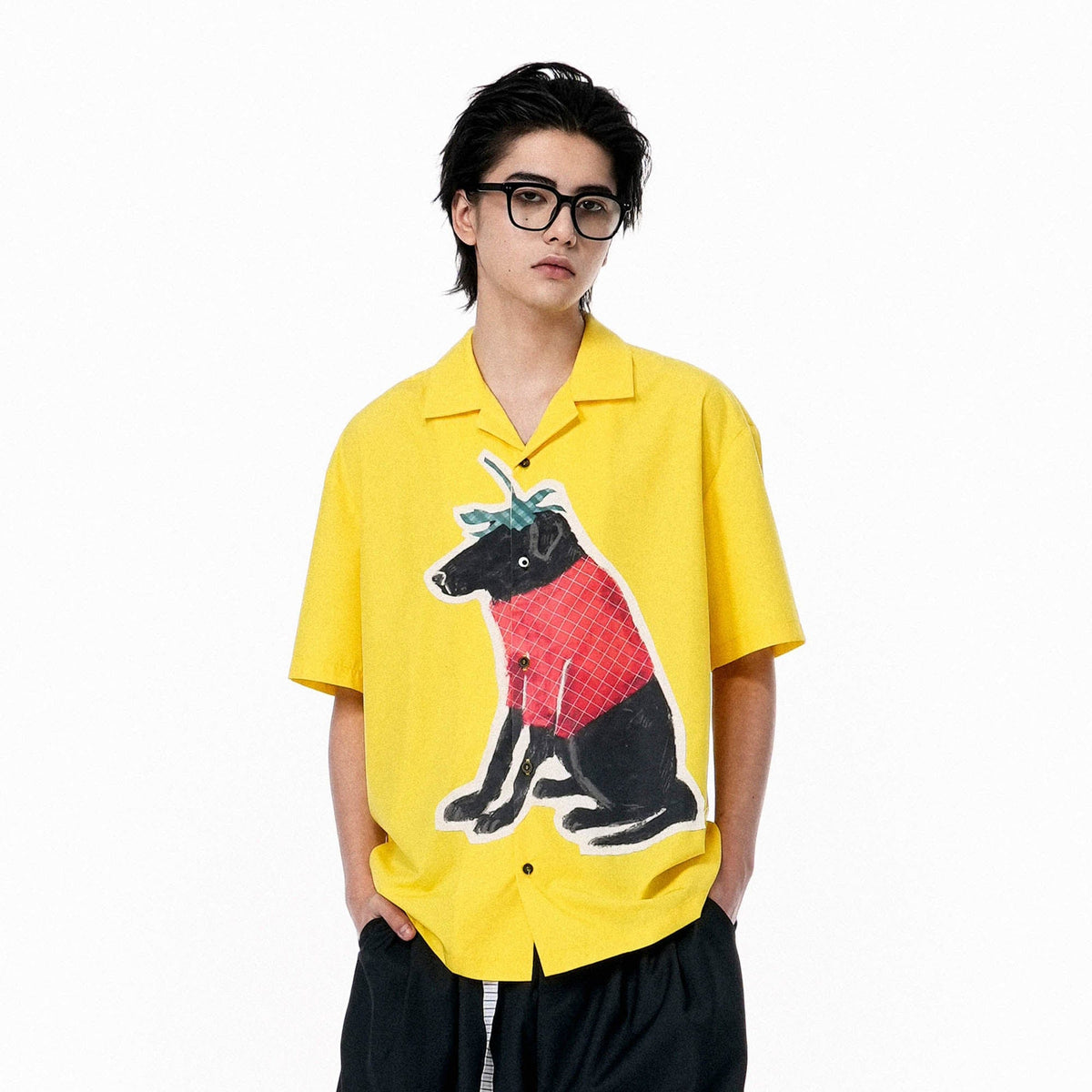 OIPWORD Strawberry Dog Graphic Half Shirt