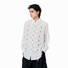 OIPWORD Courtly Multi-Strap Pinstriped Shirt