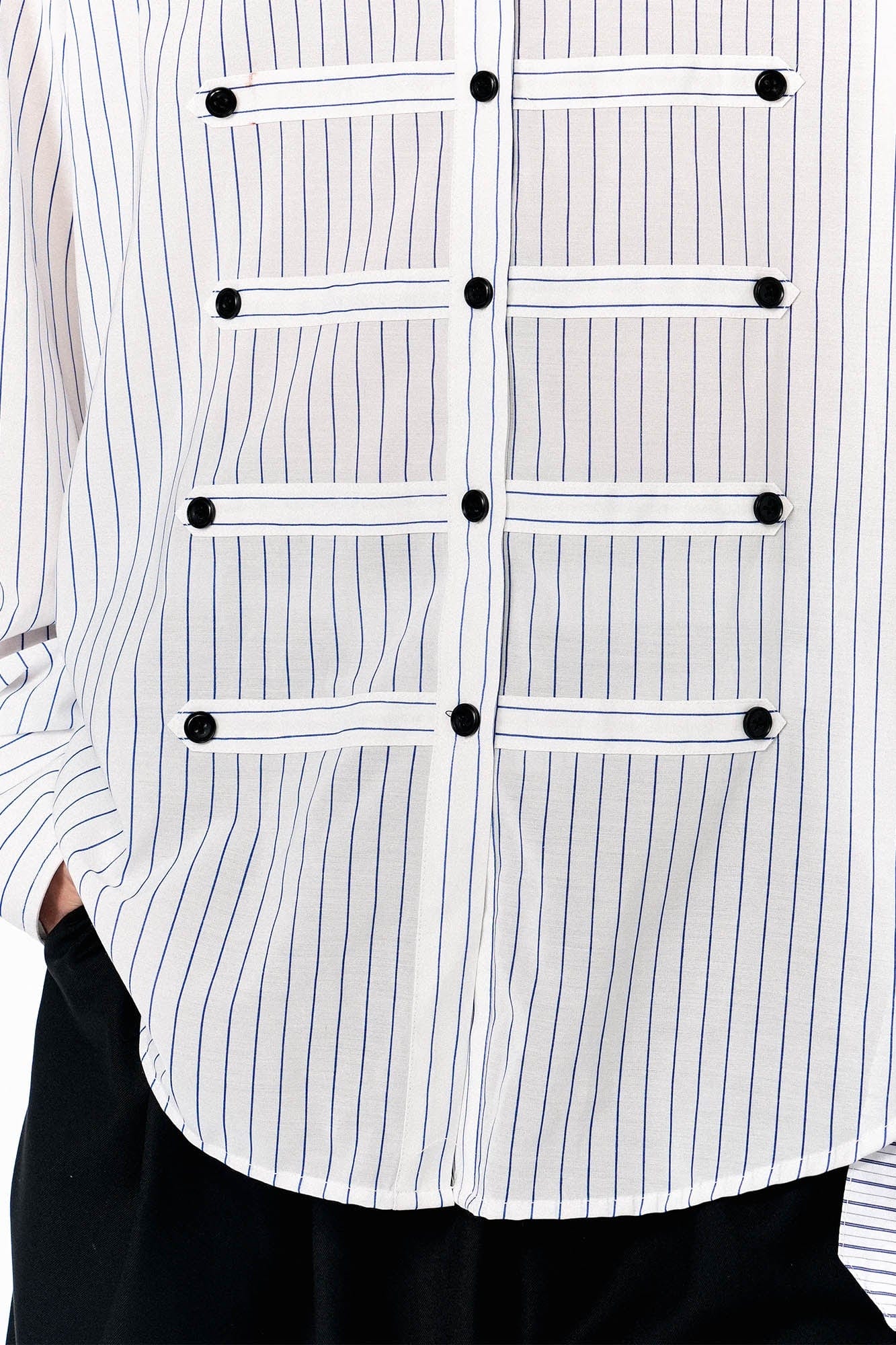OIPWORD Courtly Multi-Strap Pinstriped Shirt