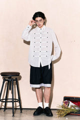 OIPWORD Courtly Multi-Strap Pinstriped Shirt