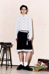 OIPWORD Panelled Stripe Hem Shorts