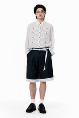 OIPWORD Panelled Stripe Hem Shorts