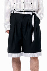 OIPWORD Panelled Stripe Hem Shorts