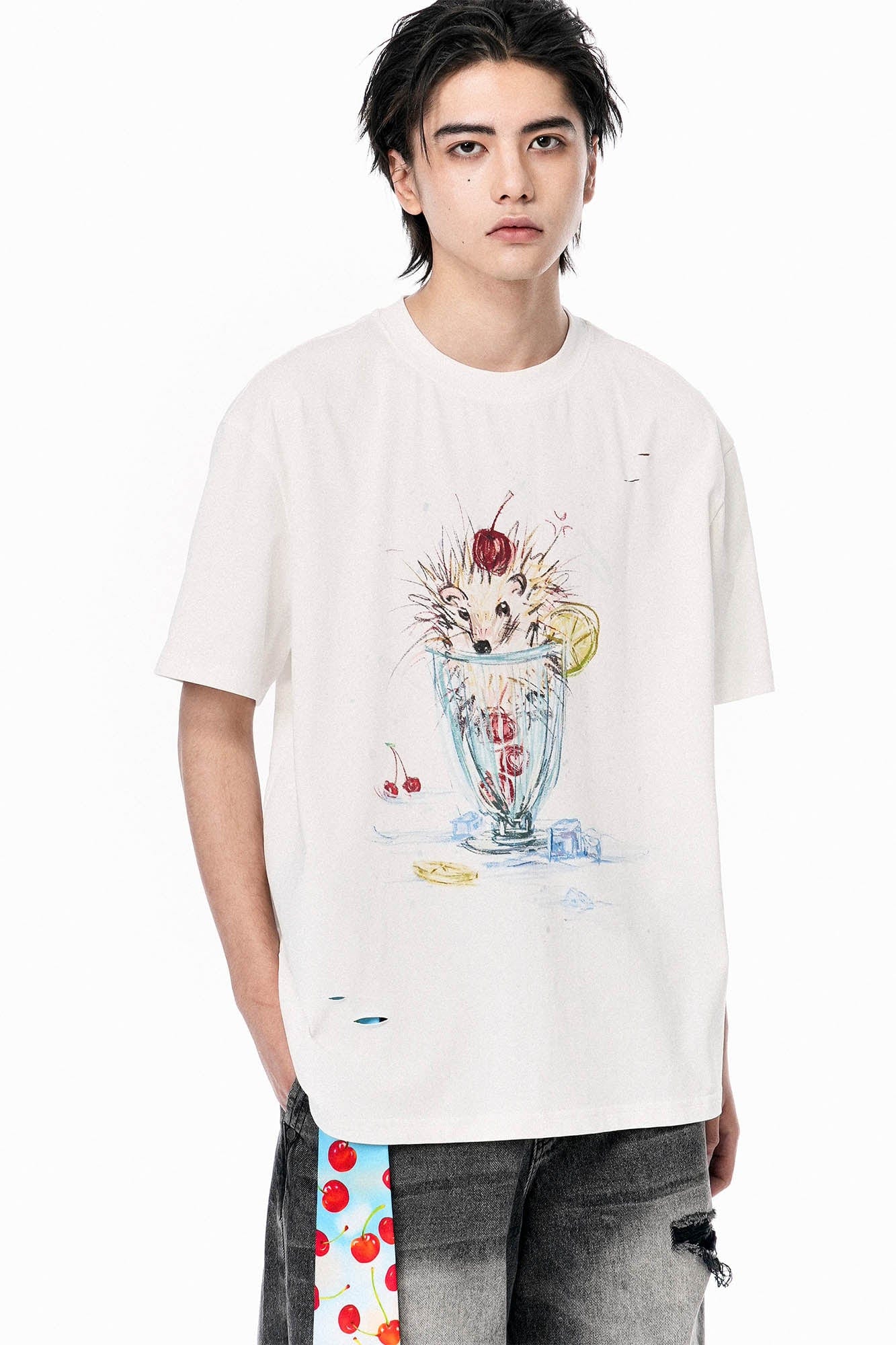 OIPWORD Cherry Hedgehog Graphic T-Shirt