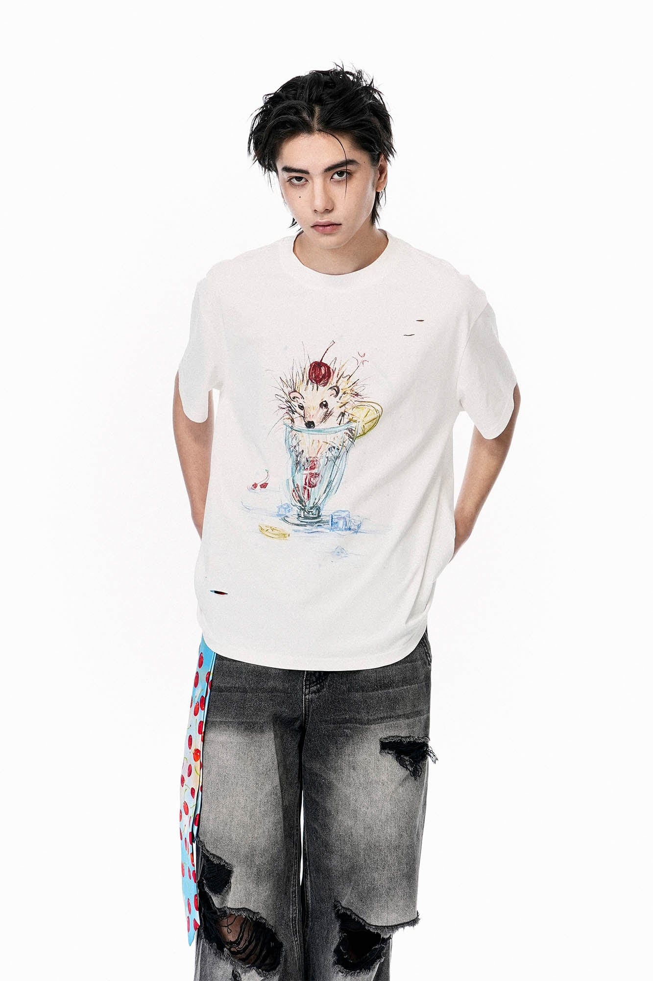 OIPWORD Cherry Hedgehog Graphic T-Shirt
