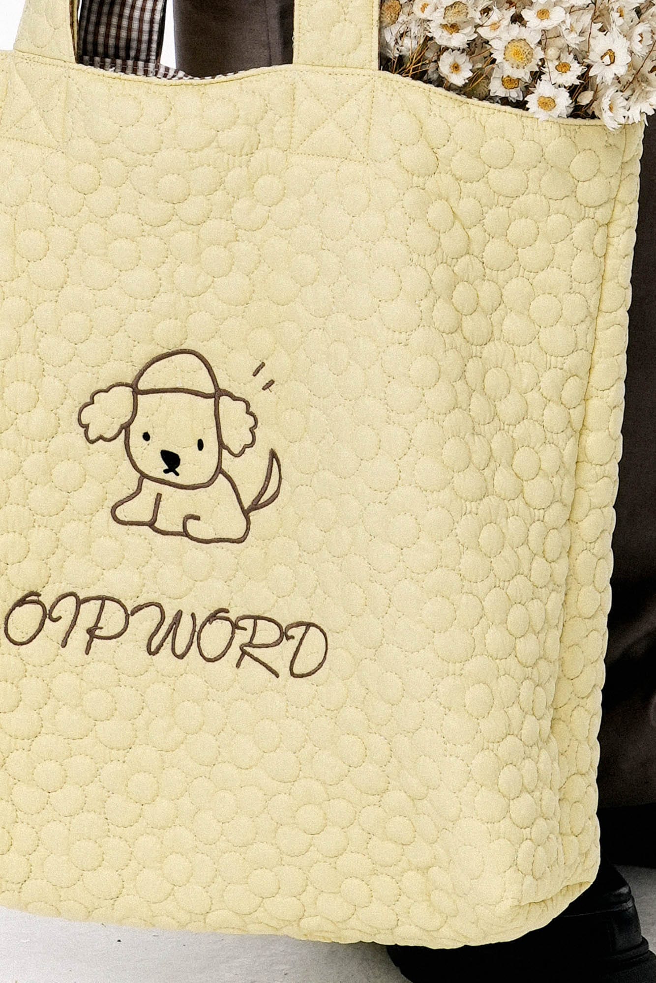 OIPWORD Reversible Quilted & Check Tote Bag