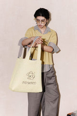 OIPWORD Reversible Quilted & Check Tote Bag