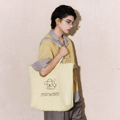 OIPWORD Reversible Quilted & Check Tote Bag