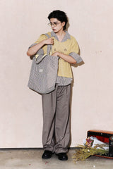 OIPWORD Reversible Quilted & Check Tote Bag