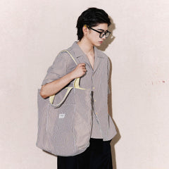 OIPWORD Reversible Quilted & Check Tote Bag