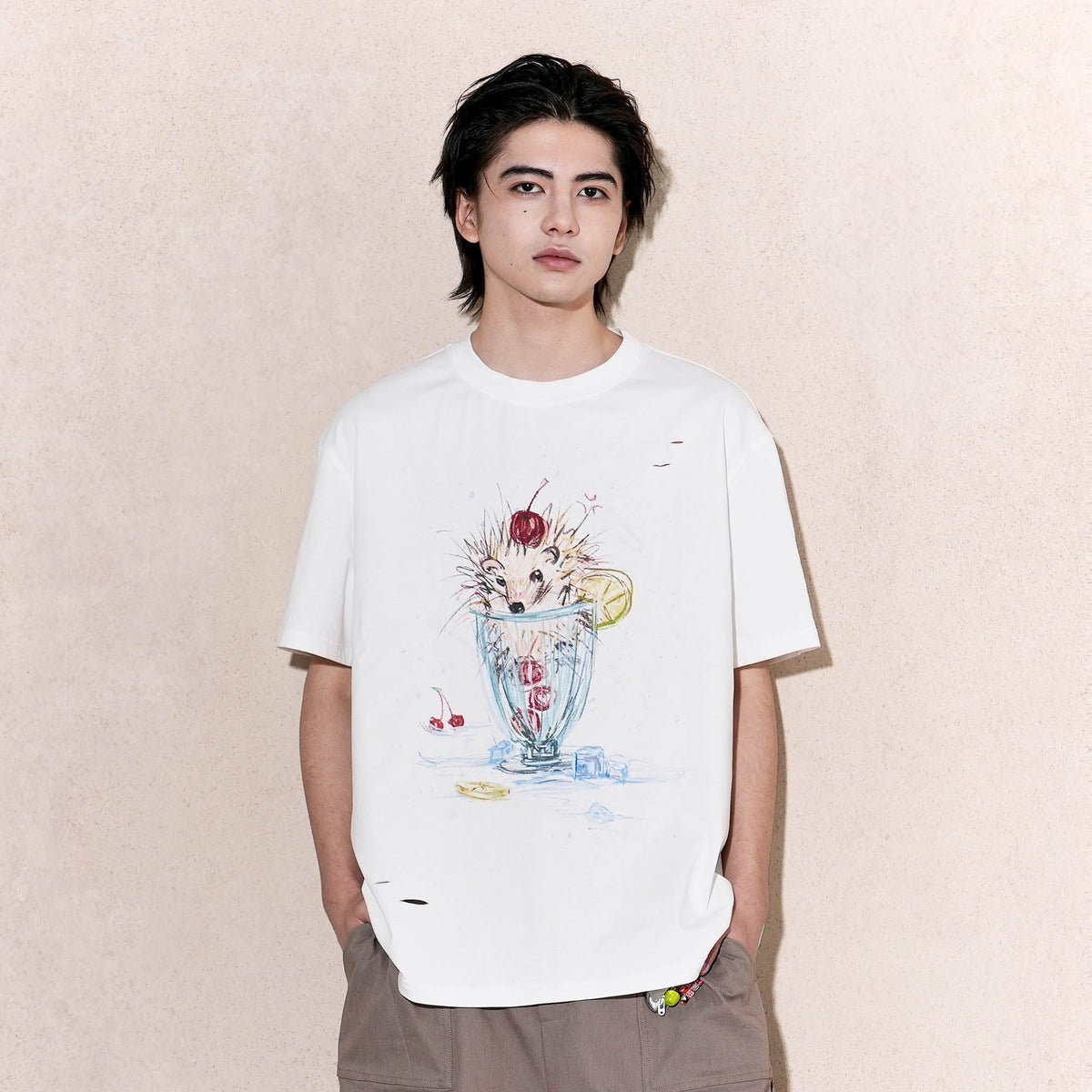 OIPWORD Cherry Hedgehog Graphic T-Shirt