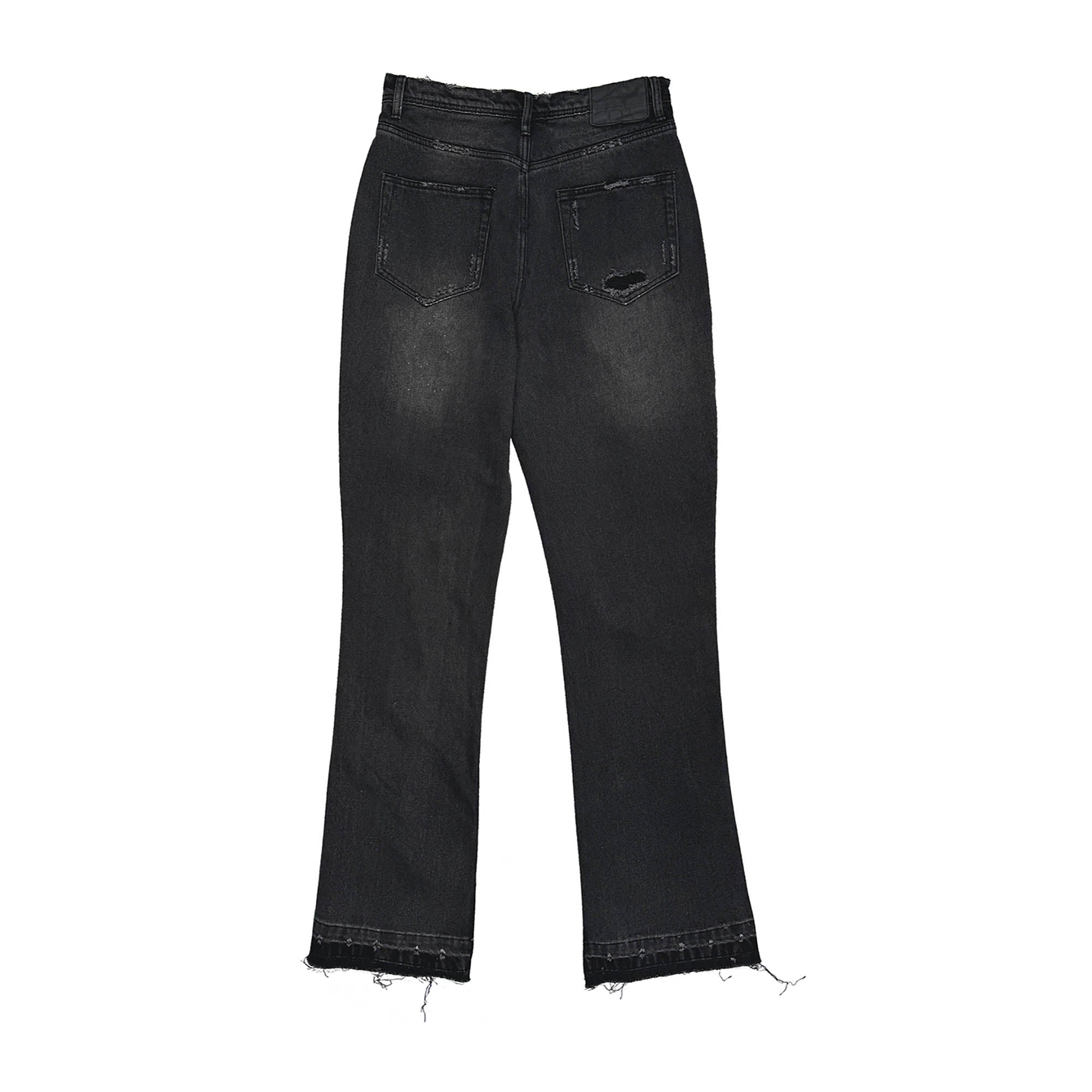 RICHILL Rust-Stained Distressed Flared Jeans