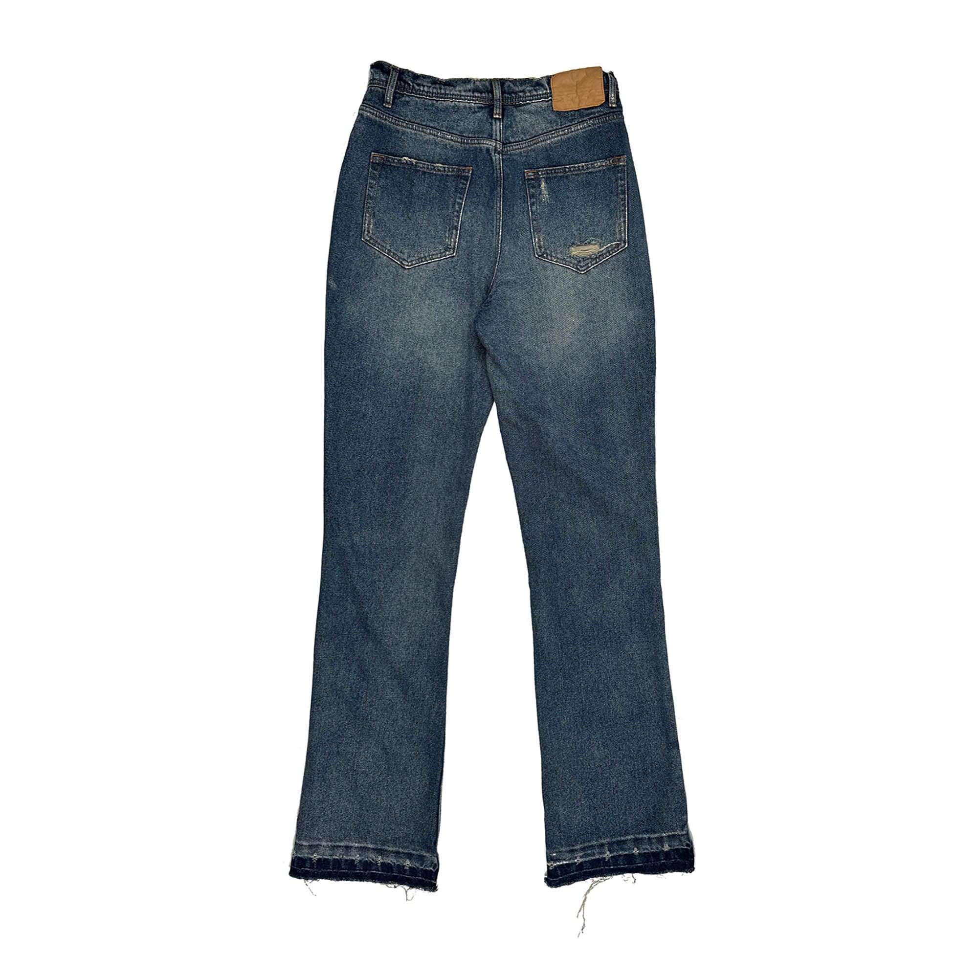 RICHILL Rust-Stained Distressed Flared Jeans