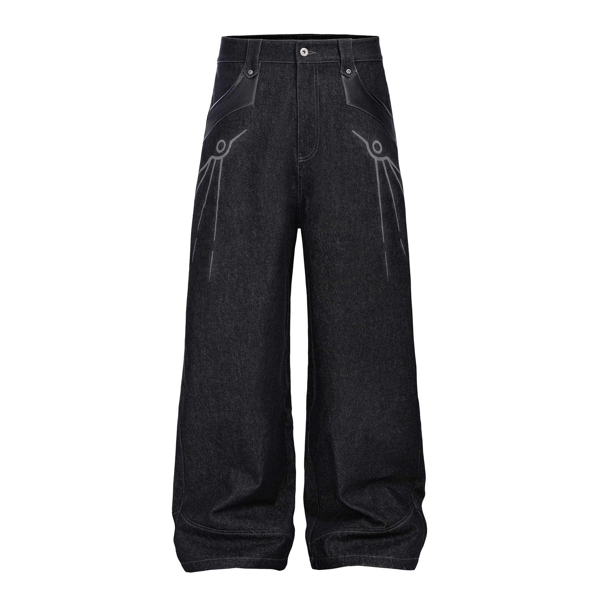 ESAIAS Phoenix Graphic Wide-Leg Raw Jeans