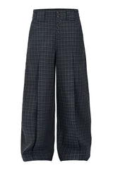 ESAIAS Retro Plaid Pleated Wide-Leg Pants