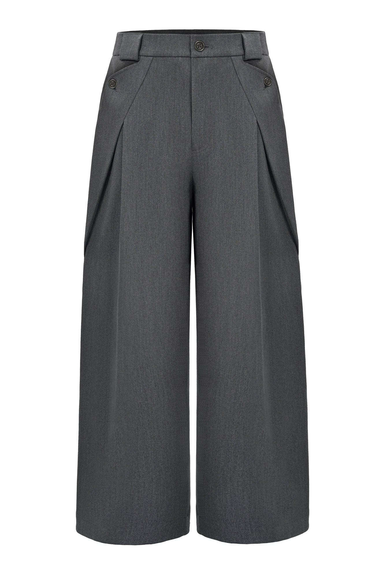 ESAIAS Triangle-Pleat Wide-Leg Trousers