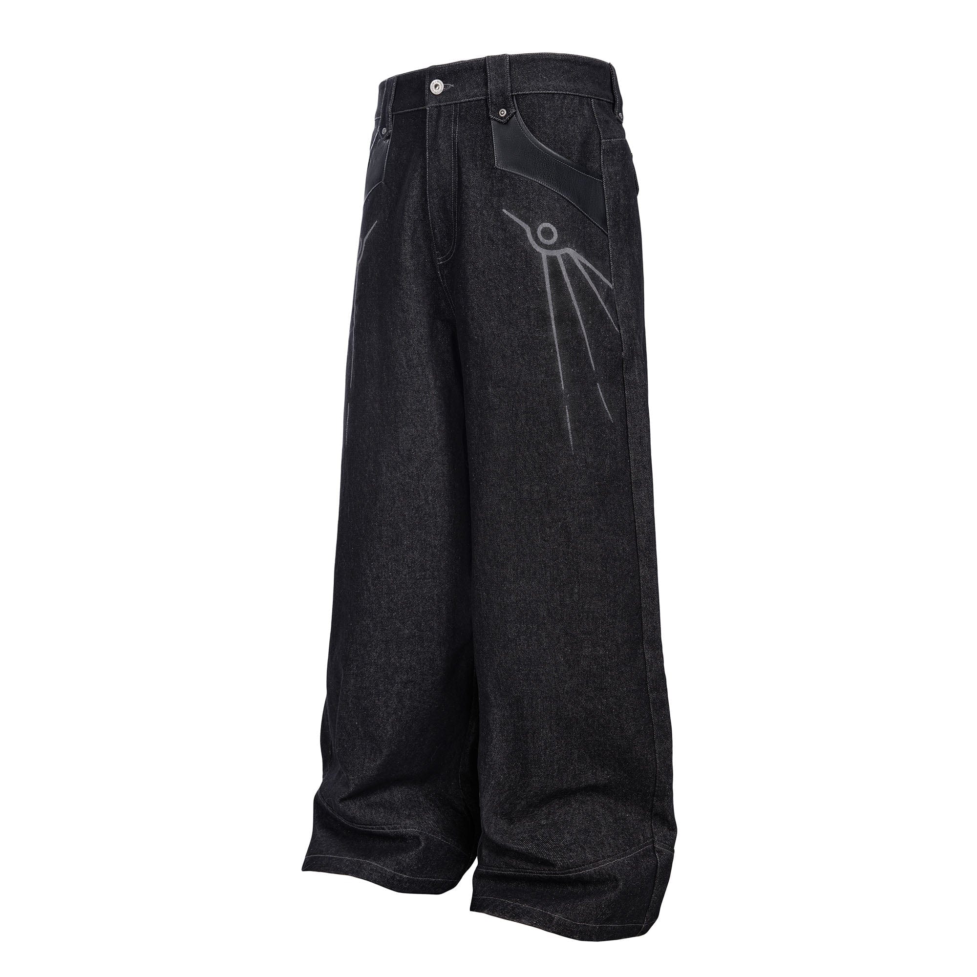 ESAIAS Phoenix Graphic Wide-Leg Raw Jeans