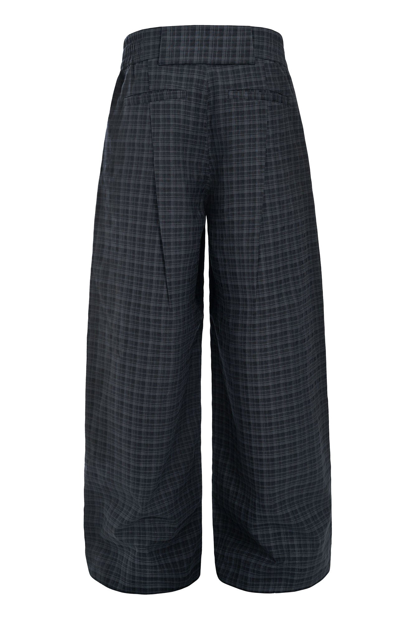 ESAIAS Retro Plaid Pleated Wide-Leg Pants