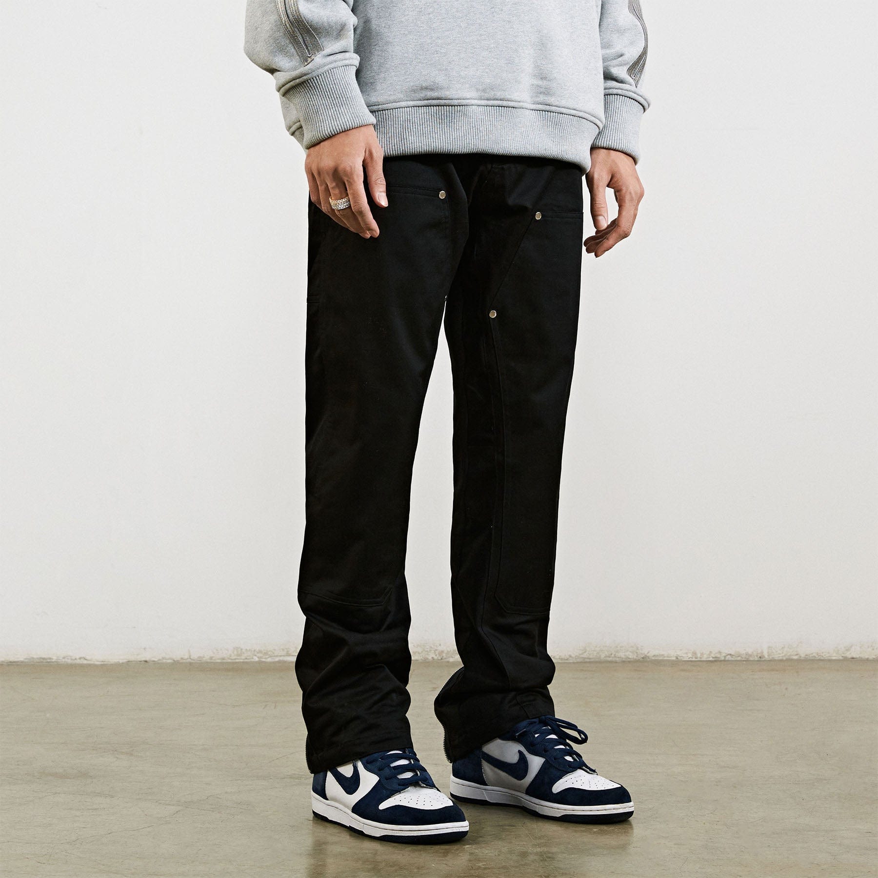 BONELESS Rivet Double-layered Back Zipper Pants