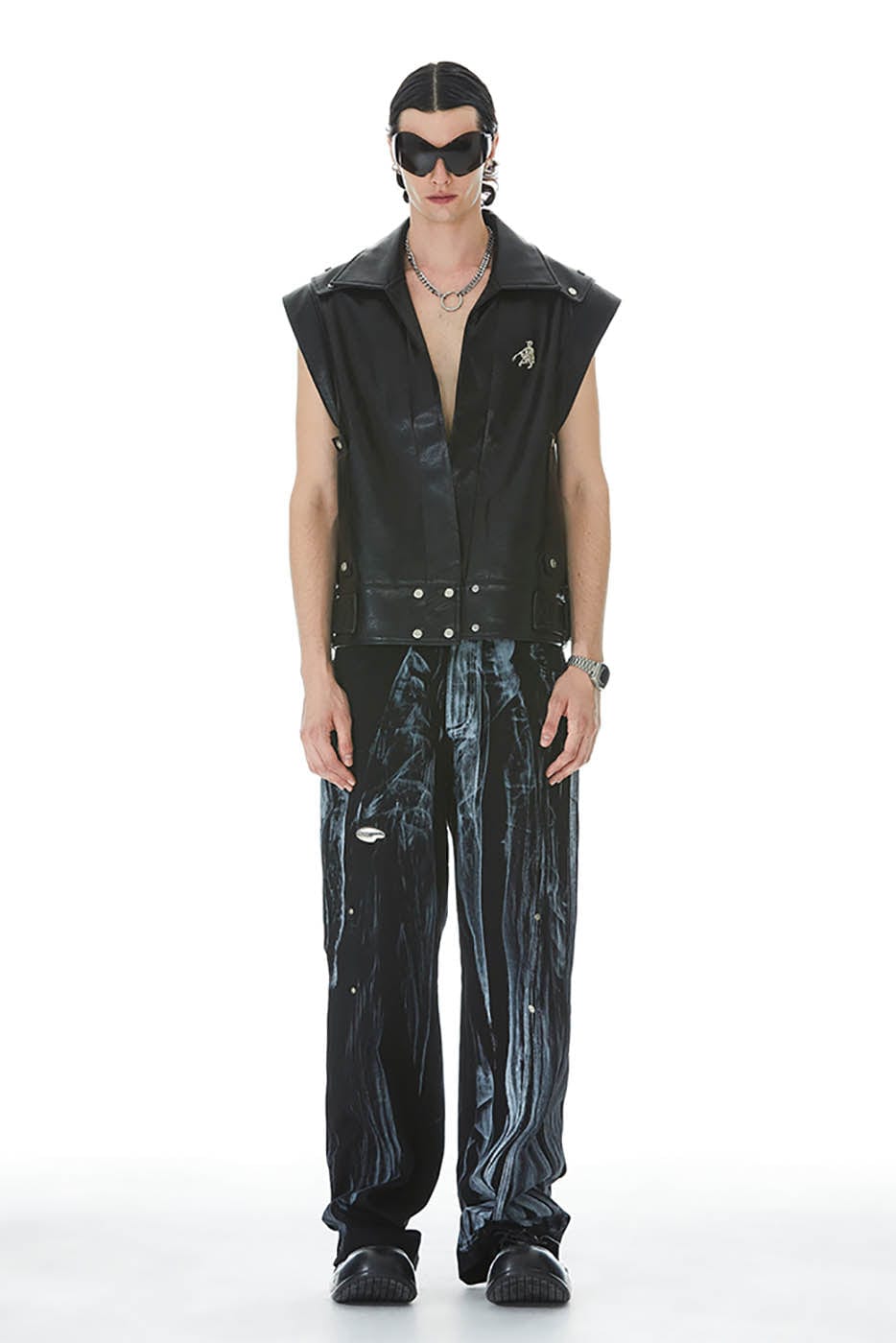 FACEONLAB Gradient Brush-Painted Jeans