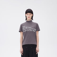 ARTIFICIAL WORLD Slogan Mock Neck T-Shirt