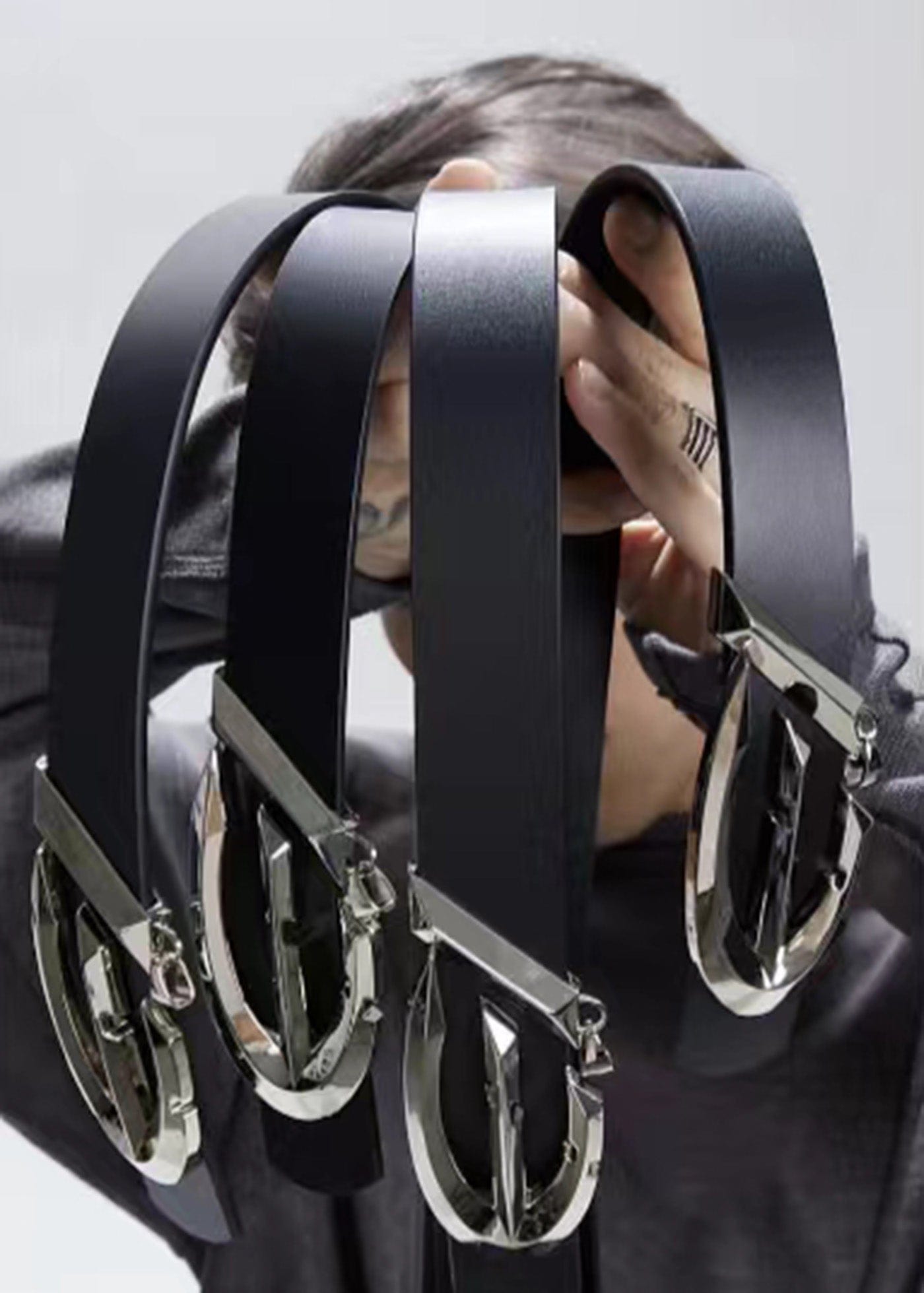 FLYERRER Metal Claw Buckle Leather Belt