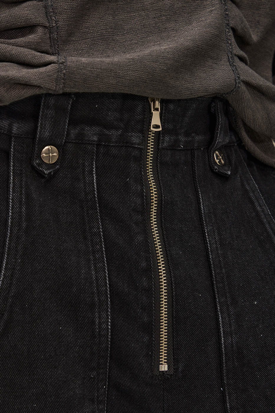 FLYERRER Spliced Faux-Layered Strap Zipper Pants