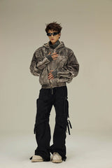 FLYERRER Distressed Crinkled Dirty Fit Jacket