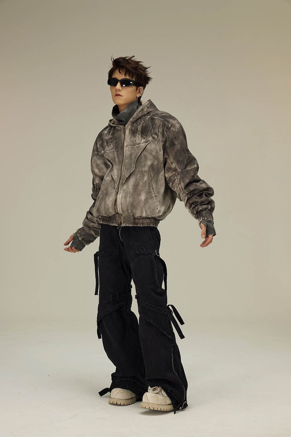 FLYERRER Distressed Crinkled Dirty Fit Jacket