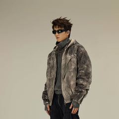 FLYERRER Distressed Crinkled Dirty Fit Jacket