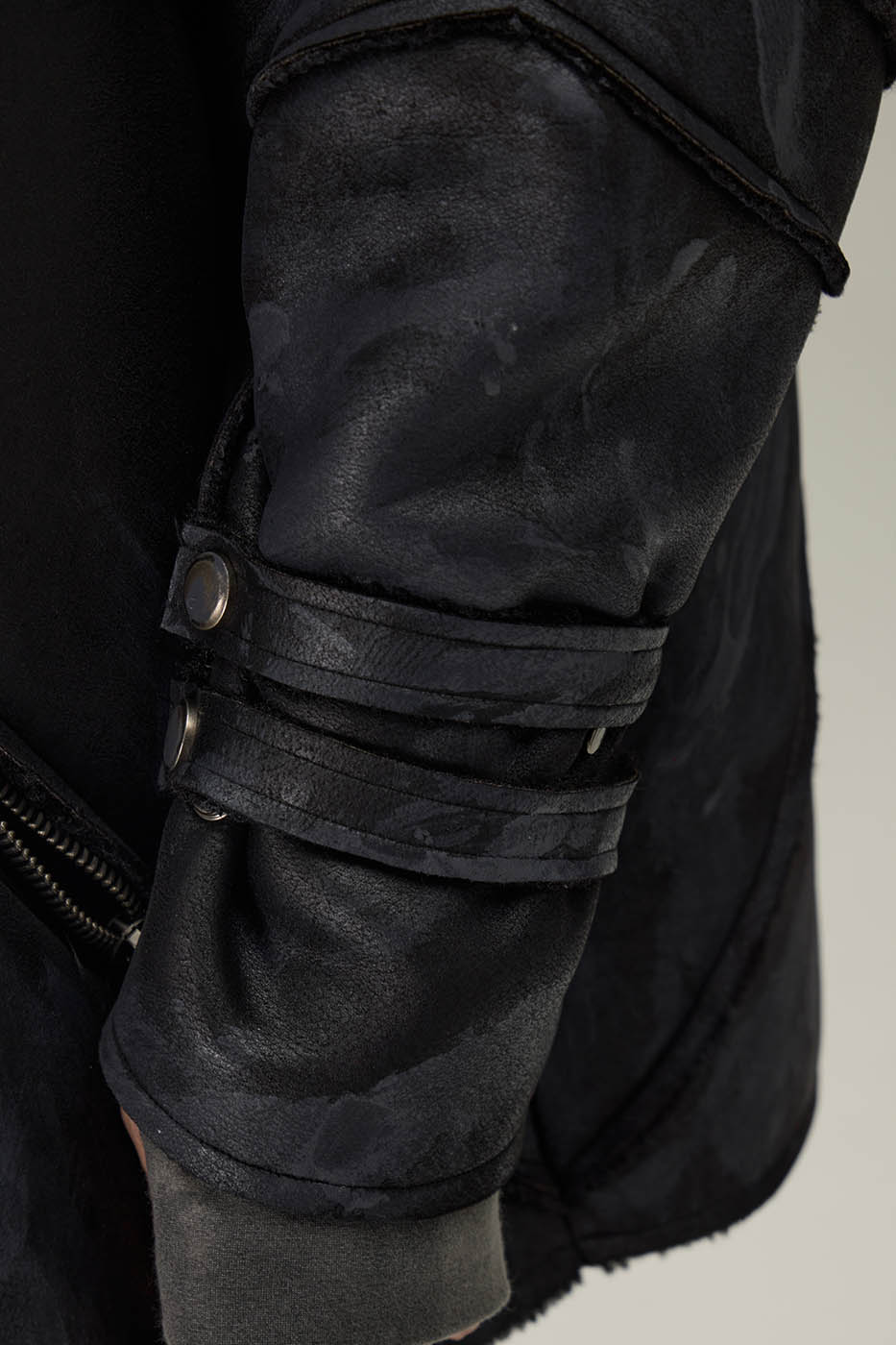 FLYERRER Geometric Paneled Faux Leather Jacket