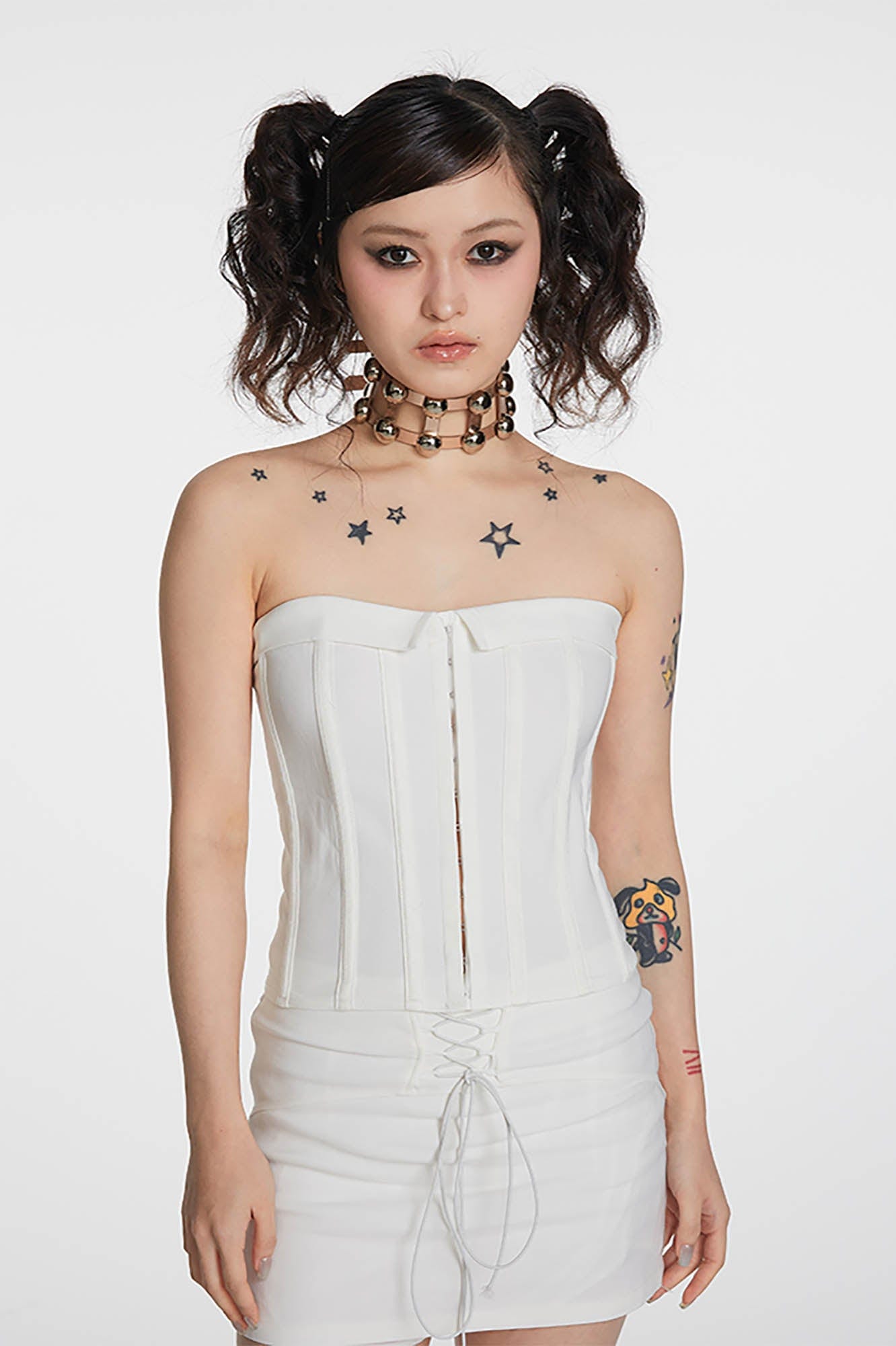 SCHWARZGOLD Metallic Beaded Double-Strap Choker