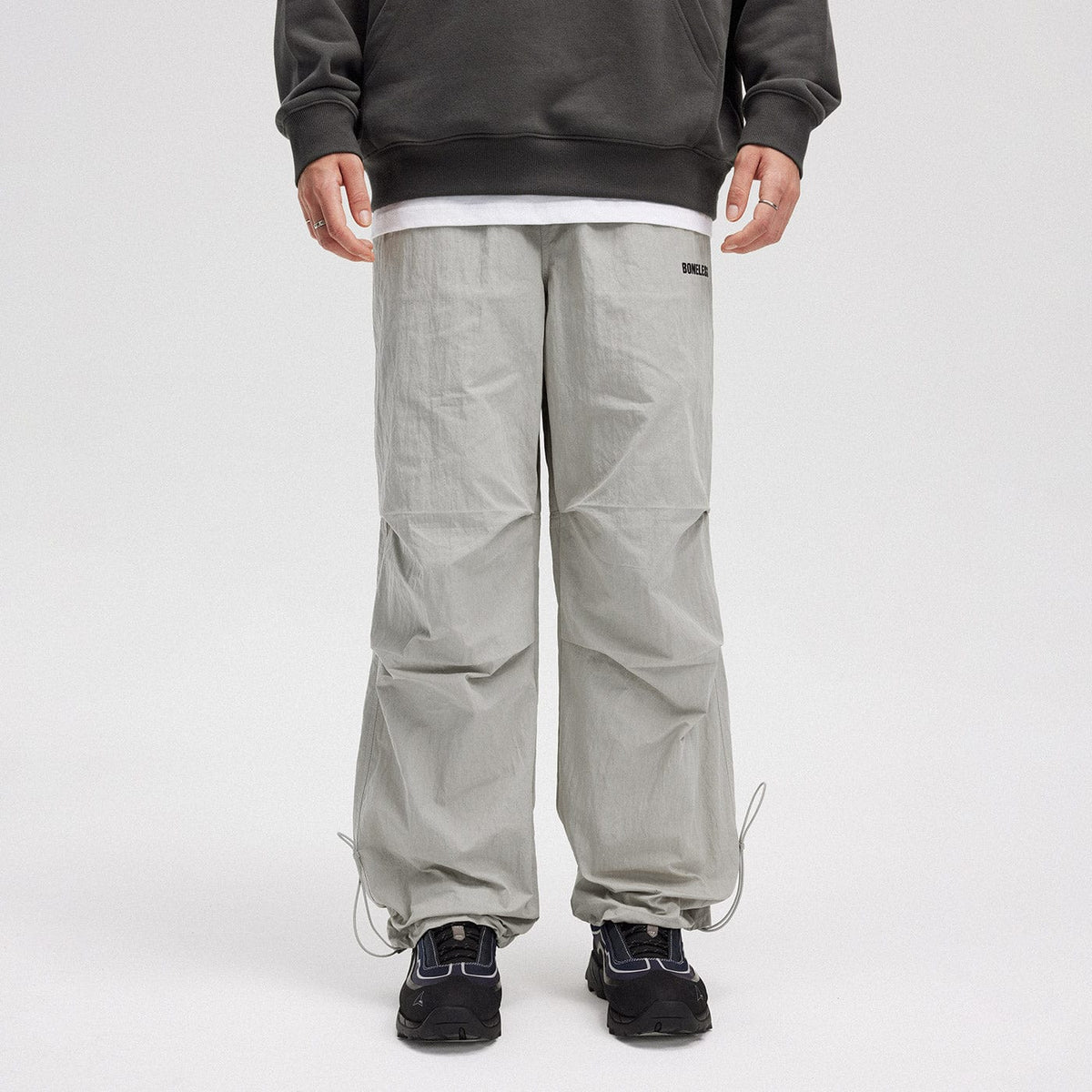 BONELESS Crinkled Drawstring Logo Pants