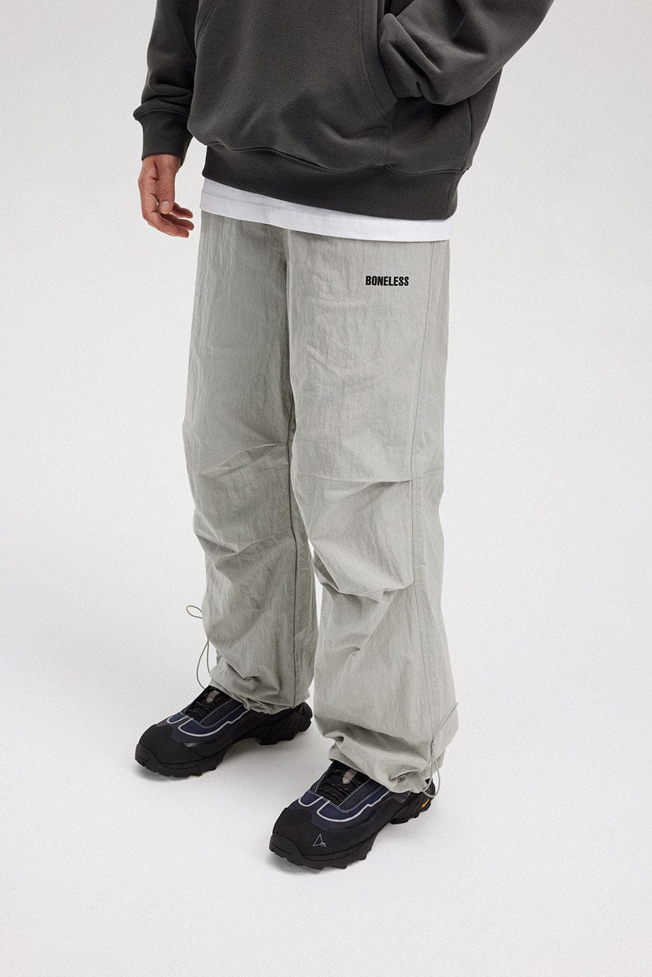 BONELESS Crinkled Drawstring Logo Pants