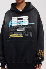 BONELESS Slogan Logo Washed Hoodie