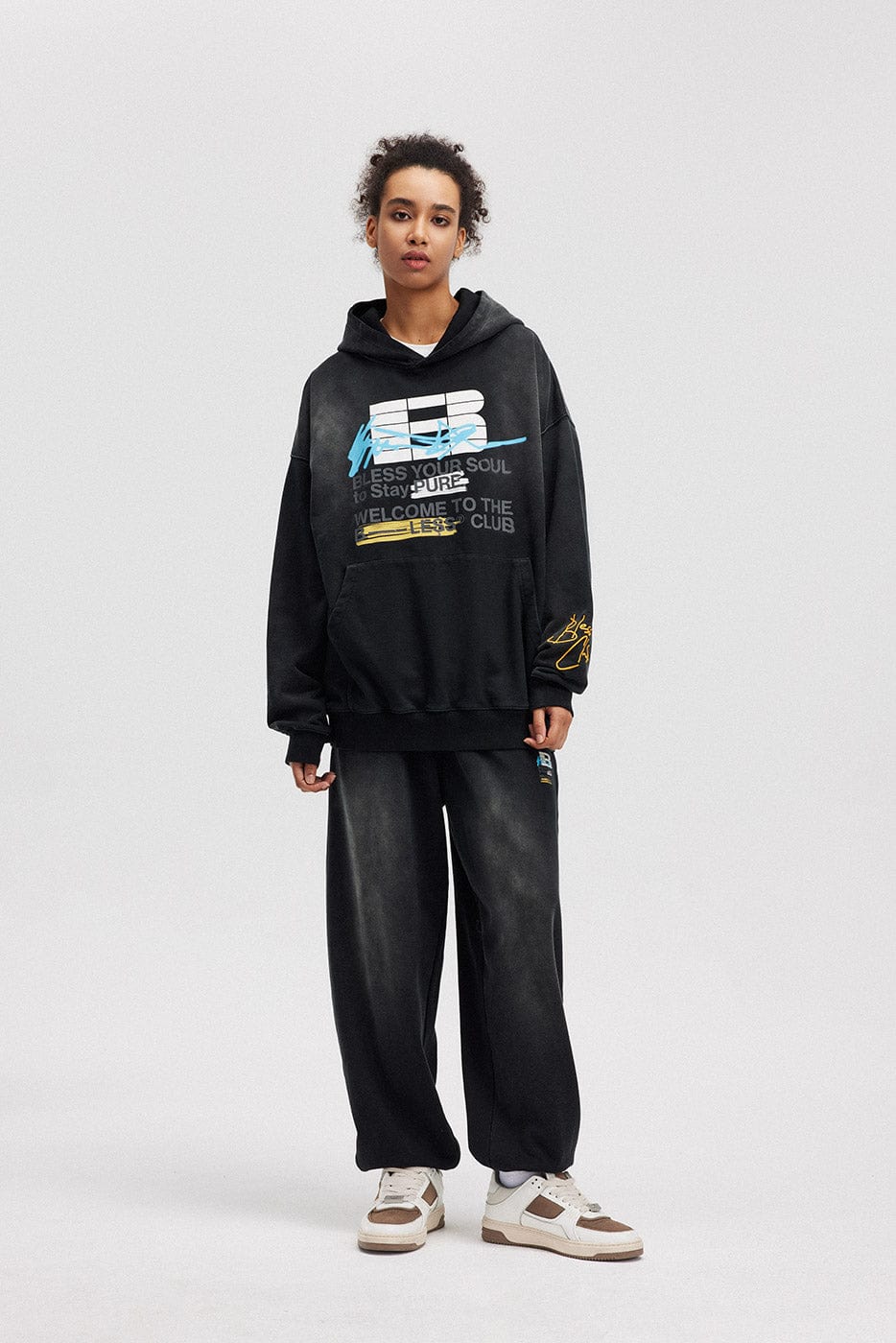 BONELESS Slogan Logo Washed Hoodie