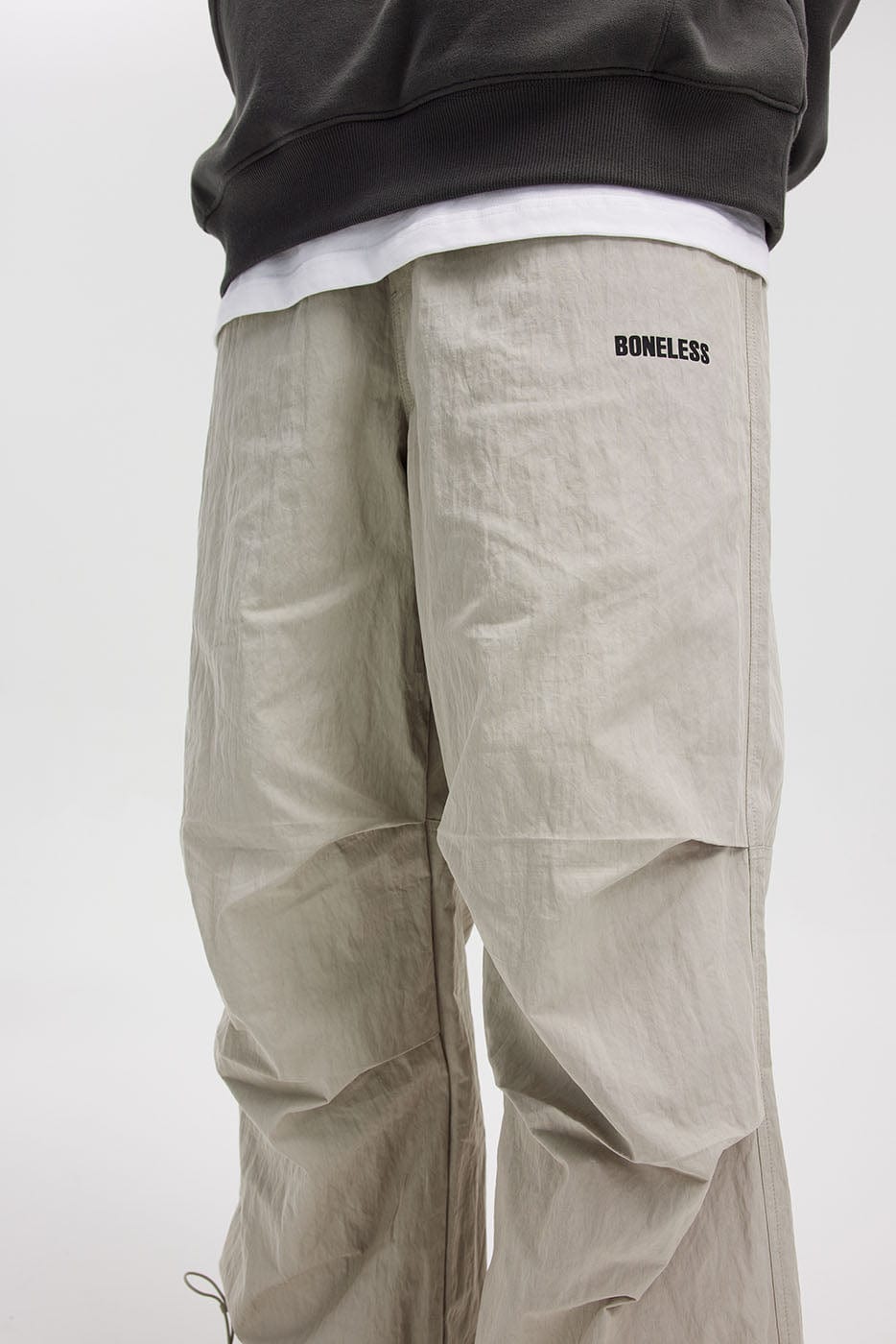 BONELESS Crinkled Drawstring Logo Pants