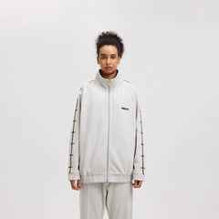 BONELESS Contrasted Striped Faux Suede Jacket