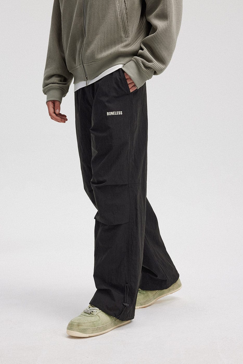 BONELESS Crinkled Drawstring Logo Pants