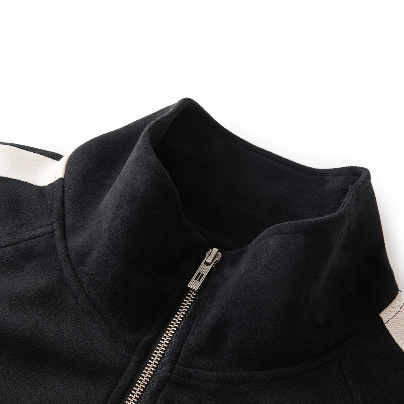 BONELESS Contrasted Striped Faux Suede Jacket