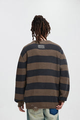 BONELESS Ripped Contrasted Stripes Sweater